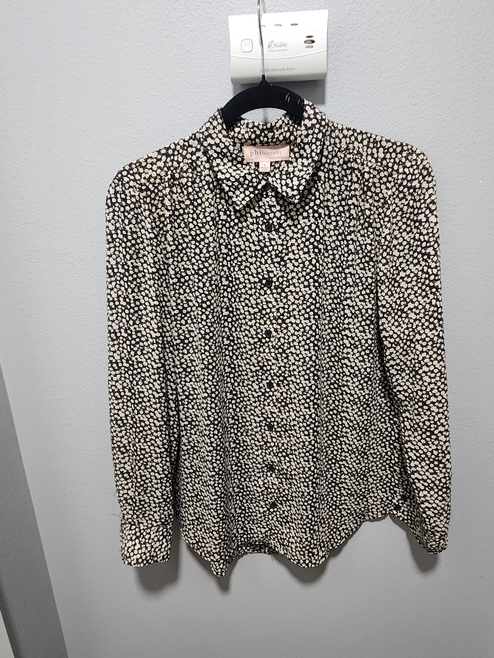 philosophy Black & Cream Dot Print Button-Front Blouse